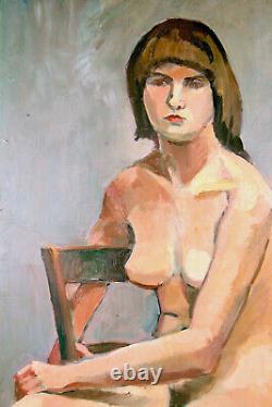 1930 Huile / Panneau Femme 60x73cm BARTHELEMY ROUYER Nu Féminin Art Déco Cubiste