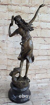 20 Turc Femme à Jouer Tambourin Par Moreau Musical Art Déco Bronze Sculpture