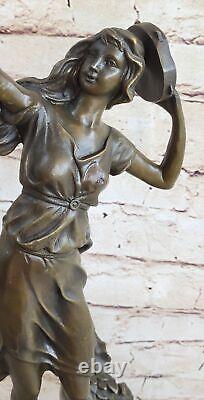 20 Turc Femme à Jouer Tambourin Par Moreau Musical Art Déco Bronze Sculpture