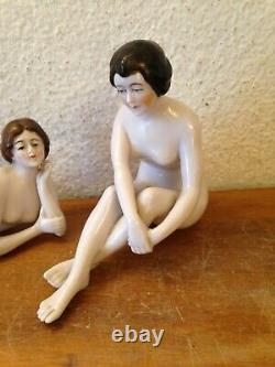 3 ANCIENNES Jolies Jeunes FEMMES NUES en Porcelaine ART DECO VINTAGE AN 30