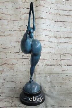Abstrait Art Bronze Marbre Base Sculpture Nu Femme Sexy Statue Figurine Deco