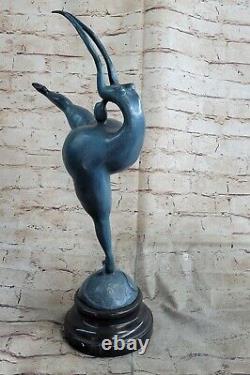 Abstrait Art Bronze Marbre Base Sculpture Nu Femme Sexy Statue Figurine Deco