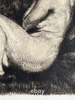Albert Besnard gravure Eau Forte Etching Étude De Femme Nue Nu Féminin Art Déco