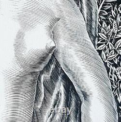 Albert Decaris (attribué) Femme art déco superbe grande pointe sèche 1940 71x49