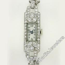 Ancien Art Déco Platine 2.20ctw Marquise & Diamant Rond Poignet Montre Bracelet