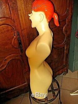 Ancien buste de lingerie-Pin Up-Mannequin nu de femme rousse vintage 1950