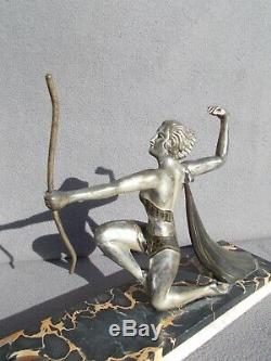 Ancien sculpture femme à l'arc art deco 1930 statue le faguays Max Le Verrier