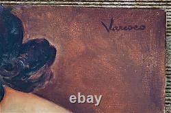 Ancien tableau femme nue signé Varesco epoque 1930 art deco