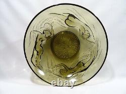 Ancienne Coupe En Verre Moule Art Deco Naiades Femme Nue Glass Cut