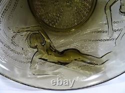 Ancienne Coupe En Verre Moule Art Deco Naiades Femme Nue Glass Cut