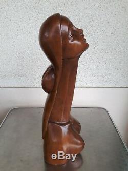 Ancienne Sculpture Erotique Femme Nue En Bois Phallus Seins Art Deco Godemichet