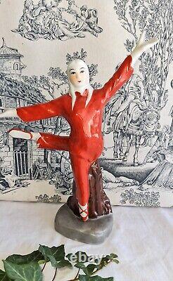 Ancienne Sculpture Femme Danseuse Porcelaine Art Deco