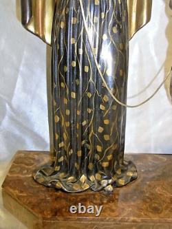 Ancienne Statue Art Deco Menneville Rochard Sculpture Femme Levrier French Art