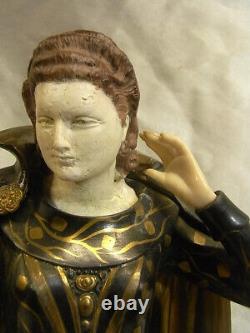 Ancienne Statue Art Deco Menneville Rochard Sculpture Femme Levrier French Art