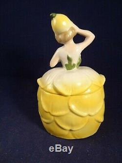 Ancienne bonbonnière Art Déco porcelaine femme ananas années 30 Germany