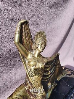 Ancienne sculpture en bronze art deco 1920 1930 H. MOLINS statue femme danseuse