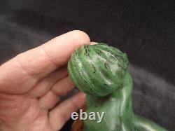 Ancienne statuette femme nue art déco signée BERCOS en régule patiné vert