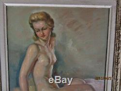André AdvierTableau nu de femme huile sur panneau encadrement bois d'origine