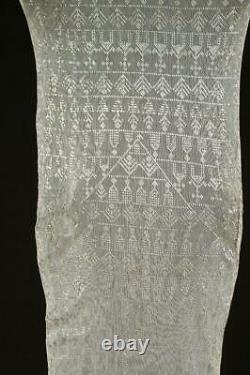 Antique 1920'S Long Art Déco Égyptien Assuit Châle Motif Diamant 29 L X 89 CM