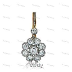 Art Déco 2.50Ct Coupe Ronde Imitation Diamant Femmes Boucle Oreilles 925 Argent