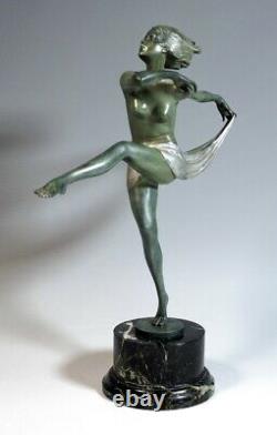 Art Déco Bronze Vienne Danseuse Dancer Femme Josef Lorenzl Um 1925 H37 CM