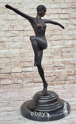 Art Déco Chiparus Femme Danseuse Sculpture Avec Deux Ton Patine