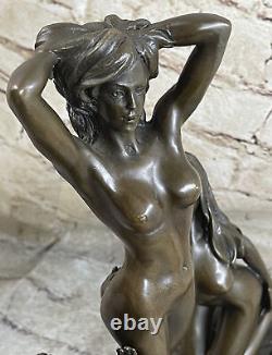 Art Déco Érotique 3 Chair Femme Bronze Sculpture Marbre Base Figurine Statue