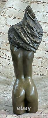 Art Déco Fait Chair Femelle Femme Buste Bronze Sculpture Figurine Figure