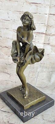 Art Déco Fait à la Main Sculpture Marilyn Monroe Femme Cuivre Bronze Statue