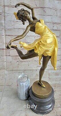 Art Déco Femme Danseuse Bronze Statue'Lost' Cire Méthode Sculpture Grand Cadeau