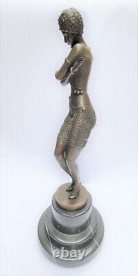 Art Déco Figure de Bronze Danseuse Femme