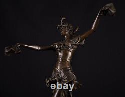 Art Déco Figure en Bronze Danseuse Avec Chiffons Femme Danse Bronze