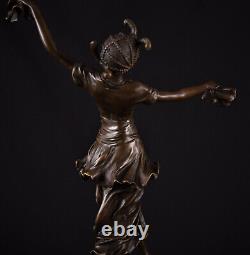 Art Déco Figure en Bronze Danseuse Avec Chiffons Femme Danse Bronze