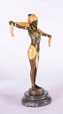 Art Déco Figure en Bronze Écharpe Dancer Danseuse Avec Écharpe Bronze Femme