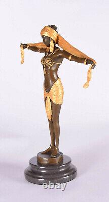 Art Déco Figure en Bronze Écharpe Dancer Danseuse Avec Écharpe Bronze Femme