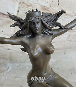 Art Déco Fonte Atlas Dame Femme Femelle Guerrier Par Mario Nick en Bronze