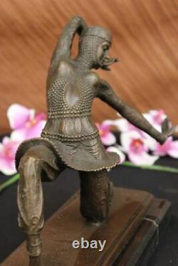 Art Déco Fonte Bronze Demetre Chiparus Joli Jeune Femme Statue Sculpture Marbre