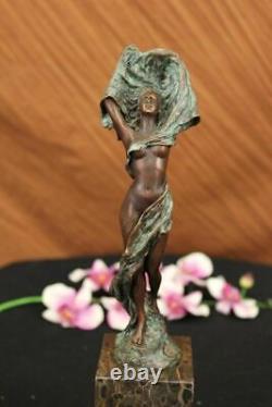 Art Déco Mi Siècle Chair Femelle Fille Femme Dame Bronze Sculpture Ouvre