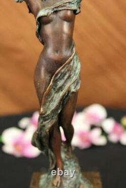 Art Déco Mi Siècle Chair Femelle Fille Femme Dame Bronze Sculpture Ouvre