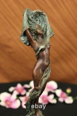 Art Déco Mi Siècle Chair Femelle Fille Femme Dame Bronze Sculpture Ouvre