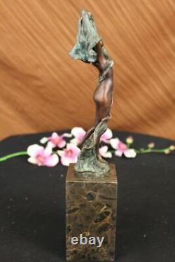 Art Déco Mi Siècle Chair Femelle Fille Femme Dame Bronze Sculpture Ouvre