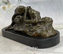 Art Déco / Nouveau Chair Nue Couchage Femme Fille Bronze Sculpture Figurine