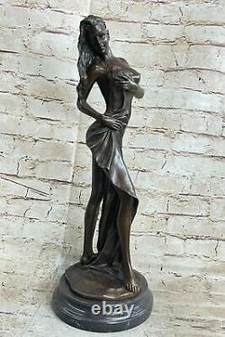 Art Déco Sculpture Chair Fille Femme Sein Bronze Statue Figurine Figure