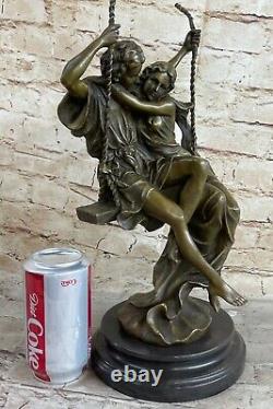 Art Déco Sculpture Femme Et Homme Amoureux Sit Swing Stay Fermer Bronze Deal