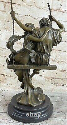 Art Déco Sculpture Femme Et Homme Amoureux Sit Swing Stay Fermer Bronze Deal