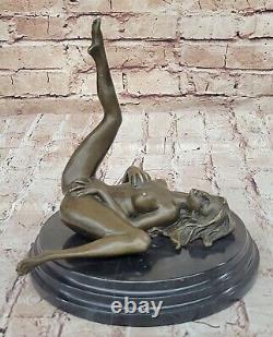 Art Déco Sculpture Nu Femme Fille Érotique Femelle Corps Bronze Statue Solde