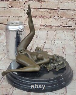 Art Déco Sculpture Nu Femme Fille Érotique Femelle Corps Bronze Statue Solde