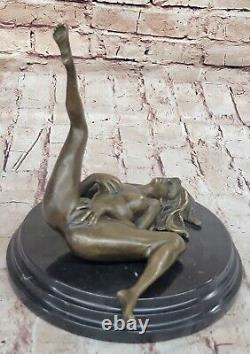 Art Déco Sculpture Nu Femme Fille Érotique Femelle Corps Bronze Statue Solde