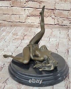 Art Déco Sculpture Nu Femme Fille Érotique Femelle Corps Bronze Statue Solde