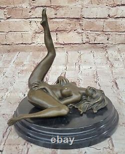 Art Déco Sculpture Nu Femme Fille Érotique Femelle Corps Bronze Statue Solde Nr